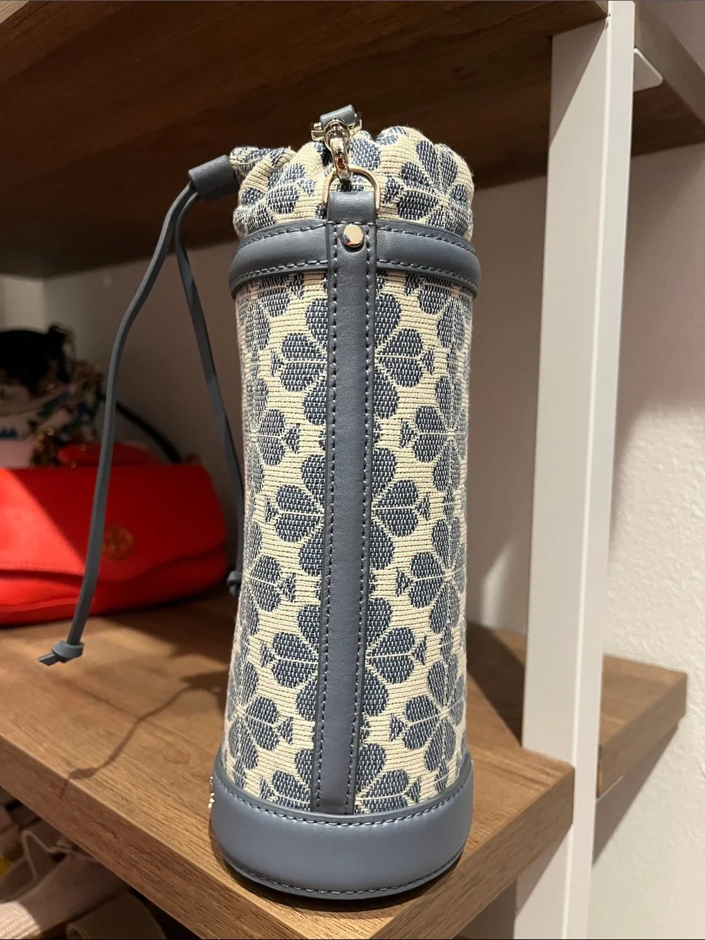 Kate Spade Spade Flower Jacquard Water Bottle Crossbody Holder Light Blue